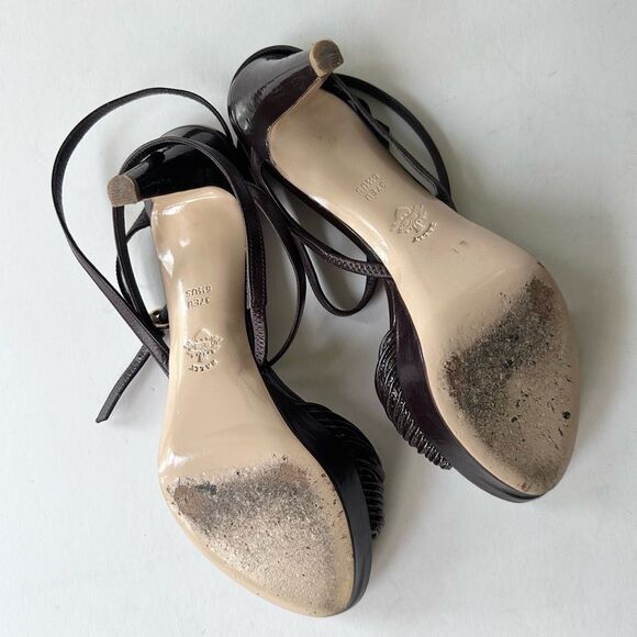 Bally ‘Jael’ Chocolate Brown Strappy Heeled Sandals Wrap Ankle Strap 6.5 - Picture 10 of 16